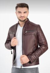 DERİNSS Der108 Hakiki Deri Erkek Bordo Mont