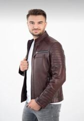 DERİNSS Der108 Hakiki Deri Erkek Bordo Mont