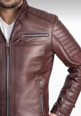 DERİNSS Der108 Hakiki Deri Erkek Bordo Mont