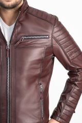 DERİNSS Der109 Hakiki Deri Erkek Bordo Mont