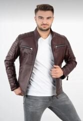 DERİNSS Der108 Hakiki Deri Erkek Bordo Mont