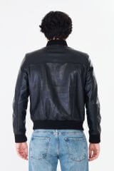 DERİNSS DER125 Hakiki Deri Erkek Siyah Mont