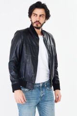 DERİNSS DER125 Hakiki Deri Erkek Siyah Mont