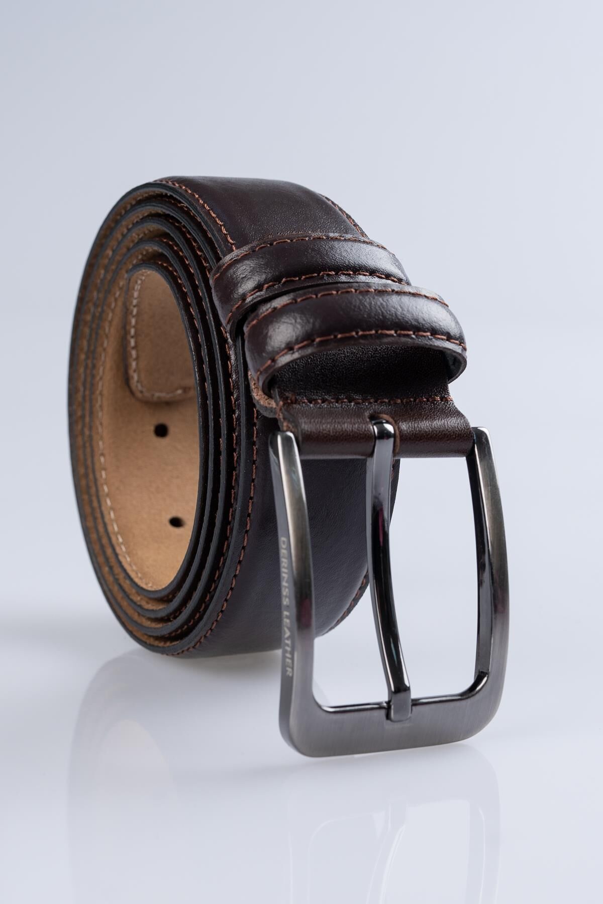 DERİNSS DEK9001 Hakiki Deri Erkek Kahverengi Klasik Kemer