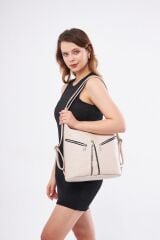 DERİNSS Hakiki Deri Kadın Bej Sırt ve Omuz Çantası  DKB501