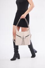 DERİNSS Hakiki Deri Kadın Bej Sırt ve Omuz Çantası  DKB501