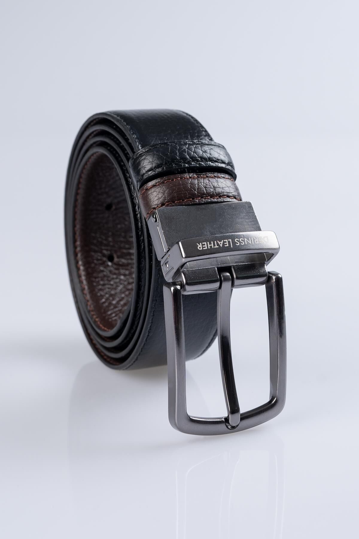 DERİNSS DEK9090 Hakiki Deri Erkek Siyah/Kahverengi Klasik Çift Taraflı Kemer