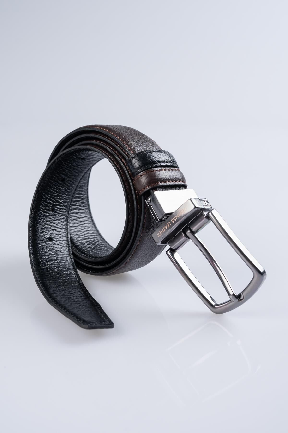 DERİNSS DEK9090 Hakiki Deri Erkek Siyah/Kahverengi Klasik Çift Taraflı Kemer