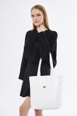 DERİNSS DKB179 Hakiki Deri Beyaz Kadın El ve Omuz Çantası