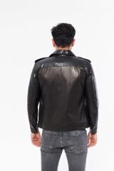 DERİNSS DER721P Hakiki Piton Hakiki Deri Erkek Siyah Mont