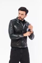 DERİNSS DER721P Hakiki Piton Hakiki Deri Erkek Yeşil Mont