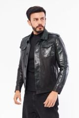 DERİNSS DER721P Hakiki Piton Hakiki Deri Erkek Yeşil Mont