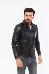 DERİNSS DER737P Hakiki Piton Hakiki Deri Erkek Siyah Mont