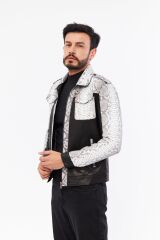 DERİNSS DER737P Hakiki Piton Hakiki Deri Erkek Bej Mont