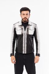 DERİNSS DER737P Hakiki Piton Hakiki Deri Erkek Bej Mont