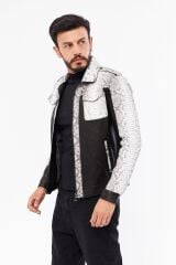 DERİNSS DER737P Hakiki Piton Hakiki Deri Erkek Bej Mont