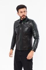 DERİNSS DER737P Hakiki Piton Hakiki Deri Erkek Yeşil Mont