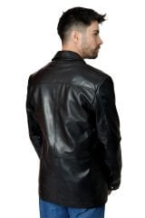 DERİNSS DER233 Hakiki Deri Erkek Siyah Blazer Ceket