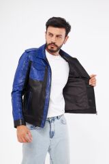 DERİNSS DER737P Hakiki Piton Hakiki Deri Erkek Mavi Mont