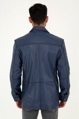 DERİNSS DER233 Hakiki Deri Erkek Mavi Mont