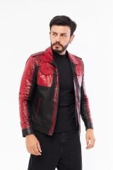 DERİNSS DER737P Hakiki Piton Hakiki Deri Erkek Kırmızı Mont