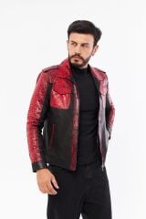 DERİNSS DER737P Hakiki Piton Hakiki Deri Erkek Kırmızı Mont