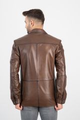 DERİNSS DER233 Hakiki Deri Erkek Taba Blazer Ceket