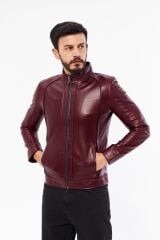 DERİNSS DER198 Hakiki Deri Erkek Bordo Mont
