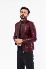 DERİNSS DER198 Hakiki Deri Erkek Bordo Mont