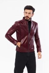 DERİNSS DER198 Hakiki Deri Erkek Bordo Mont