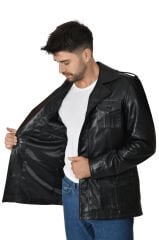 DERİNSS DER244 Hakiki Deri Erkek Siyah Mont