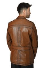 DERİNSS DER244 Hakiki Deri Erkek Taba Mont