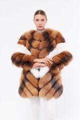 DERİNSS DKA0322 Camel Frost Hakiki Kürk Kadın Kaban