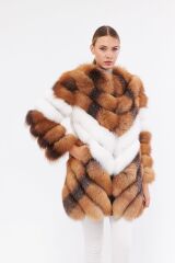 DERİNSS DKA0322 Camel Frost Hakiki Kürk Kadın Kaban