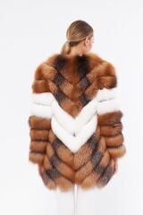 DERİNSS DKA0322 Camel Frost Hakiki Kürk Kadın Kaban