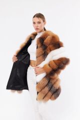 DERİNSS DKA0322 Camel Frost Hakiki Kürk Kadın Kaban