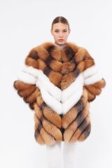 DERİNSS DKA0322 Camel Frost Hakiki Kürk Kadın Kaban