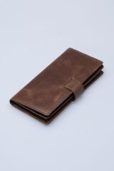 DERİNSS DRC7533 Hakiki Deri Patlı Kahverengi Cüzdan & Telefonluk