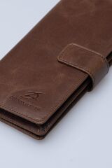 DERİNSS DRC7533 Hakiki Deri Patlı Kahverengi Cüzdan & Telefonluk