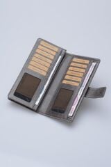 DERİNSS DRC7533 Hakiki Deri Patlı Gri Cüzdan & Telefonluk