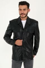 DERİNSS DER216 Hakiki Deri Erkek Siyah Mont