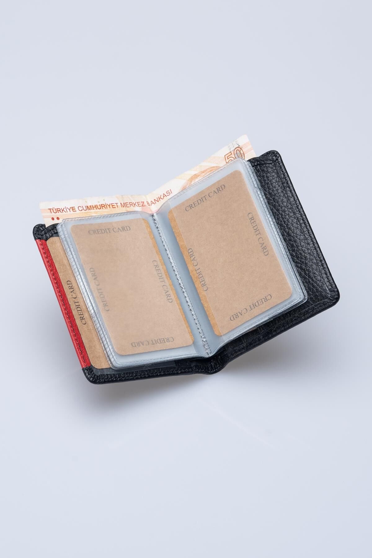 DERİNSS DRC7098 Hakiki Deri Erkek Siyah Mini Cüzdan & Kartlık