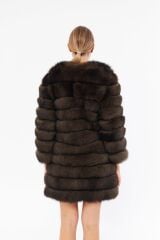 DERİNSS DKA0350 Kahverengi Frost Hakiki Kürk Kadın Kaban