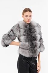 DERİNSS DKA0399 Gri Frost Hakiki Kürk Kadın Mont