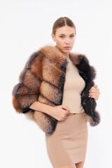 DERİNSS DKA0399 Kahverengi Frost Hakiki Kürk Kadın Mont