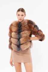 DERİNSS DKA0399 Kahverengi Frost Hakiki Kürk Kadın Mont