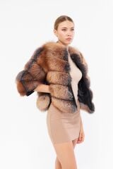 DERİNSS DKA0399 Kahverengi Frost Hakiki Kürk Kadın Mont