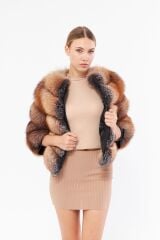 DERİNSS DKA0399 Kahverengi Frost Hakiki Kürk Kadın Mont