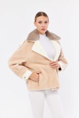 DERİNSS DKA0139 Vizon Alcantara Hakiki Kürk Kadın Mont