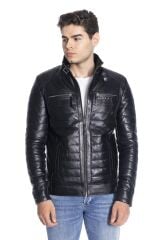 DERİNSS 099 Hakiki Deri Erkek Siyah Mont